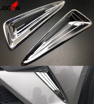 

Car Front Fog Light Trim ABS Chrome 2PCS For Toyota C-HR CHR 2016-2019 Grill Side Fender Lamp Frame Cover Silver Accessories