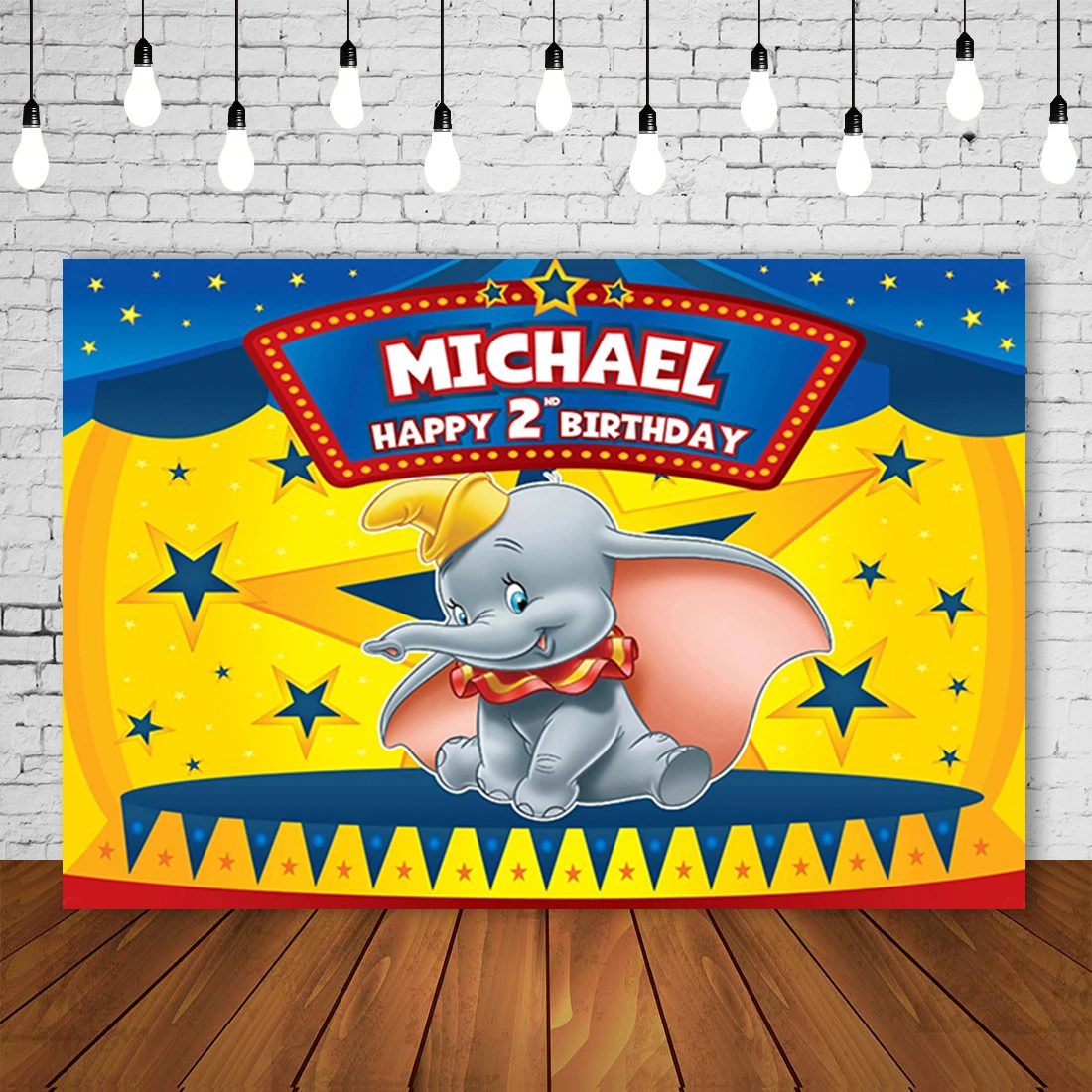 Personalized Blue Circus Birthday Party Background Dumbo Baby Backdrop Fun Fair Boy Carnival Poster Photography Portrait Banner Backgrounds Aliexpress