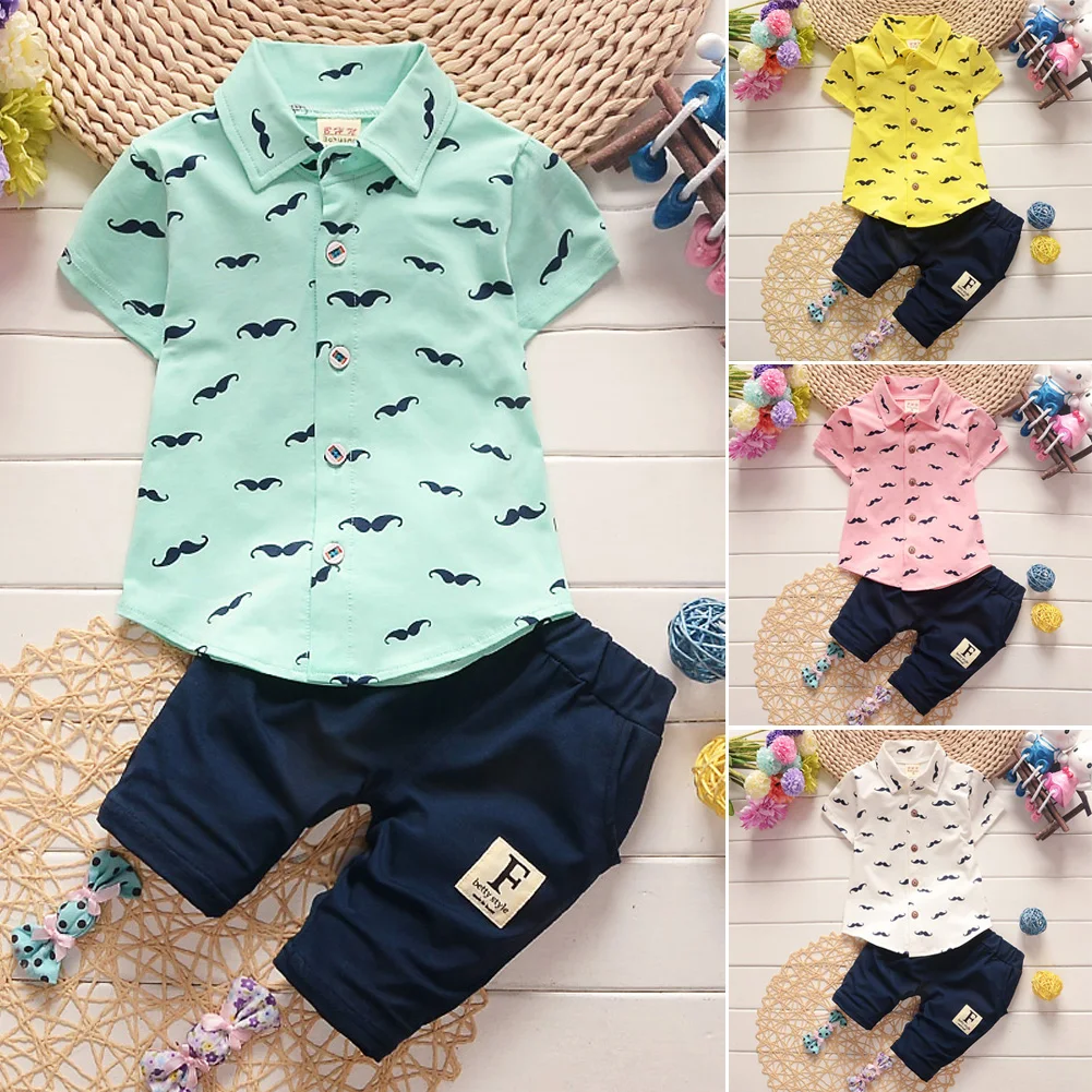 Новинка; летний комплект одежды джентльмена для маленьких мальчиков; рубашка с короткими рукавами; комплект из топа и штанов; Одежда для мальчиков