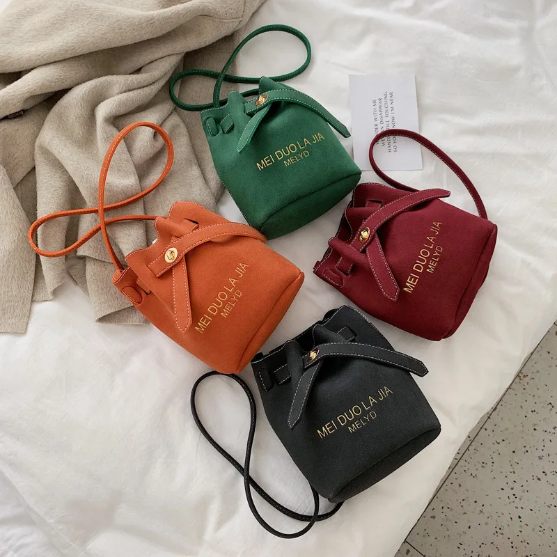

New Arrival Mini Small Bucket Bag INS WOMEN'S Bag 2019 Pull-belt Lettered Shoulder Bag Women's