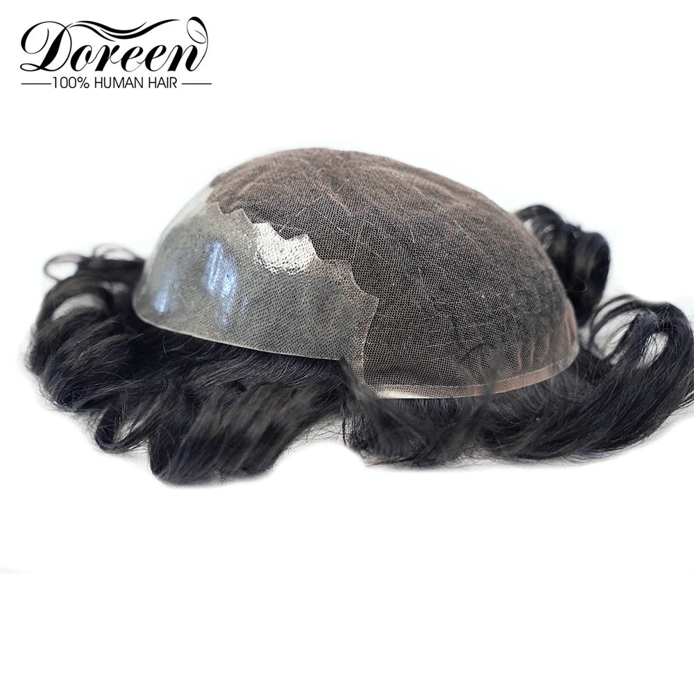 Doreen Remy человеческие волосы прочные шиньоны кружева ПУ заменить мужчин t система для мужчин Toupees человеческие волосы прочные шиньоны кружева& PU