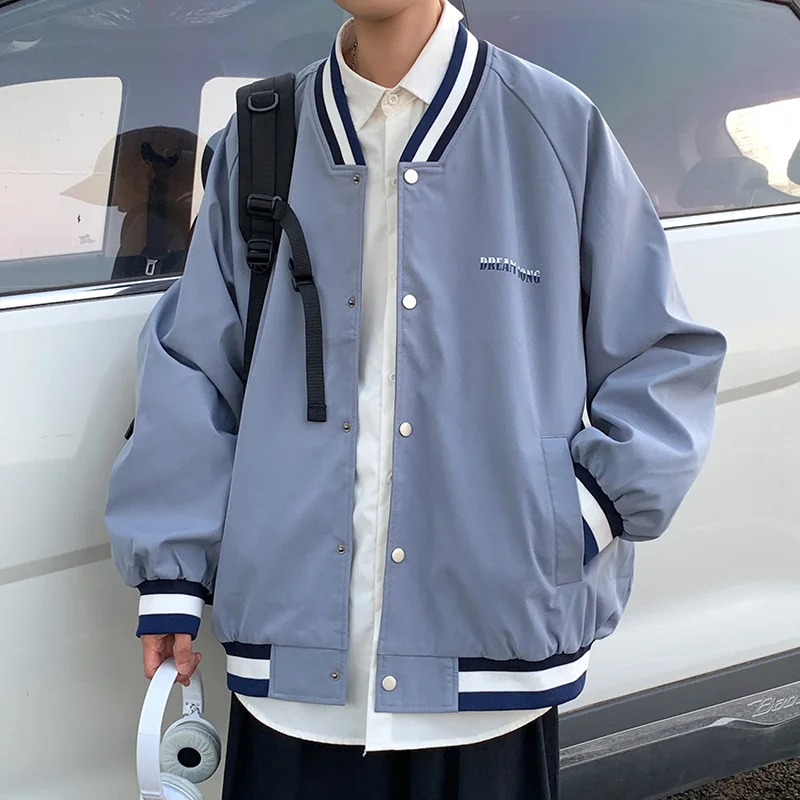 

HAWAIFISH Jacket Men's Fall New Trend Loose Baseball Uniform Jacket Youth Fashion Jacket Men's Street Coat couple Thin Jacket