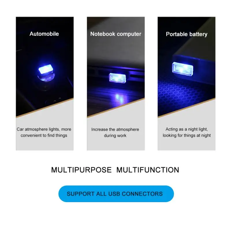 Mini LED Car USB Atmosphere Lamp Roof Star Light Interior Starry Laser Projector Lights Auto Decoration Night Emergency Lighting