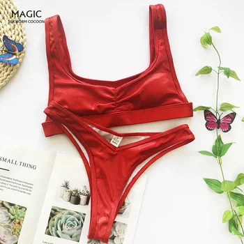 

New Summer Women Ladies Sexy Bikini Sets Solid female bathing suit Hollow out high waist swimwear women 2 Piece swimsuit bathers