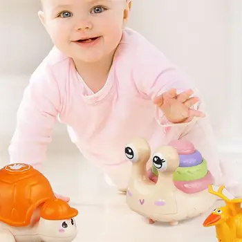 

1PC Press Driven Toy Creative Sounding Flashing Toy Cute Educational Car Toy for Kids Babies Boys Girls (Random Color Snail)