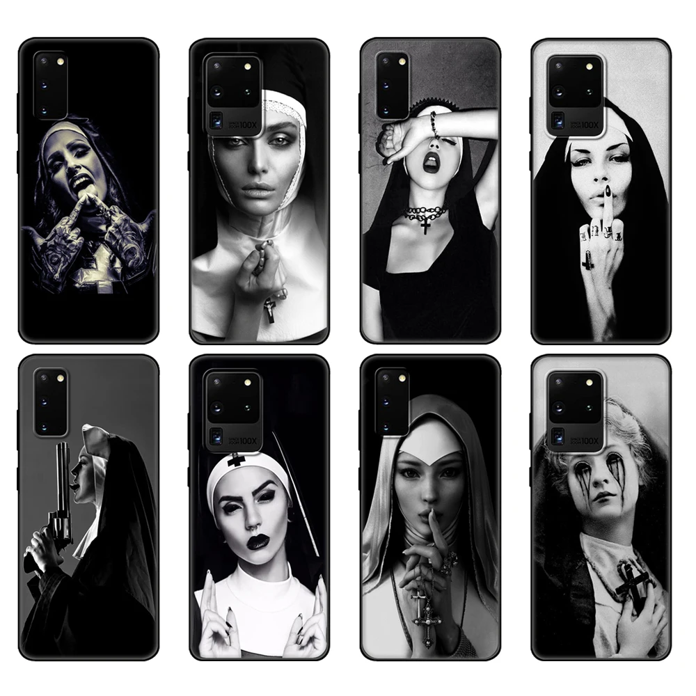 Custodia In Tpu Nero Per Samsung Galaxy S20 /S20 Plus/S20 Ultra/S20 + /S20Fe Cover Posteriore Sister Nun