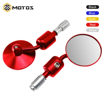 

ZS MOTOS Universal 1 pair 18mm CNC Motorcycle Handle Bar End Rearview Side Mirrors Black Round Motorcycle Rear View Mirrors