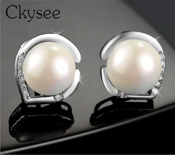 

Fashion 925 Sterling Silver Earrings Freshwater Pearls Earrings For Women Fashion Simple Earrings Daily All-Match Charm