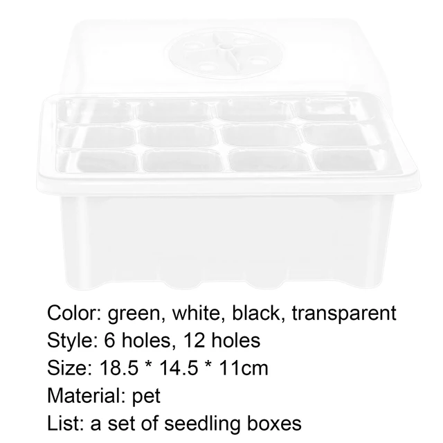 Óvoda Tálca 6/12 Lyukakkal Mag Doboz Műanyag Négyzetméter Zamatos Növényi Edény Mini Üvegházhatású Virág Vetési Pot 1L - Image 5