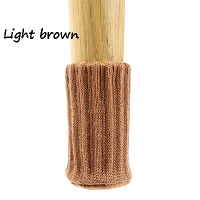 4pcs/Set Anti Slip Furniture Legs Mat For Chair Socks Bumper Damper Table Feet Rug Caps Felt Pads Knitting Protector Light brown