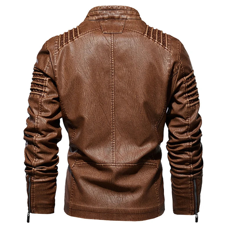 Мужская зимняя кожаная куртка мотоциклетные байкерские пальто из искусственной кожи мужская верхняя одежда модные теплые утепленные подклад куртки M-5XL