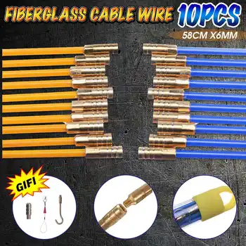 

10pcs/set 58cm Diameter 4mm Fiberglass Wire Cable Running Rods Fish Pulling Wire Holder Kit Electrical Wires With Hooks
