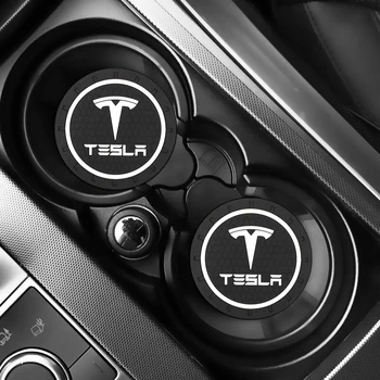 

Car Coaster Water Cup Slot Non-Slip Mat Silica gel Pad For for TESLA MODEL 3 MODEL S ROADSTER MODEL X Car styling Accessories