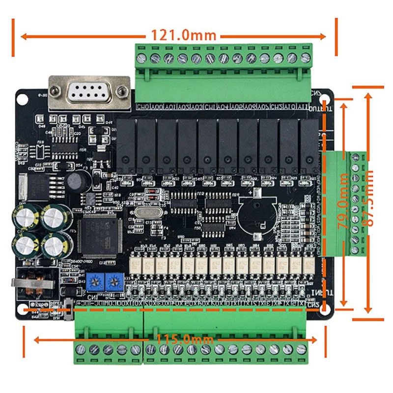 HLZS-DC24V FX1N FX2N FX3U-24MT PLC Industrial Control Board 6AD 2DA 14 Input 10 Transistor Output RS485 RTC Communications with