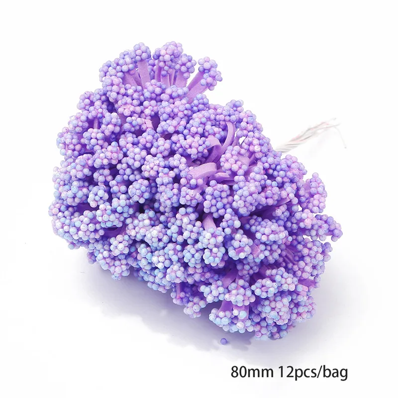 Purple Flower Cherry Stamen Berries Bundle for DIY Decor and Crafting