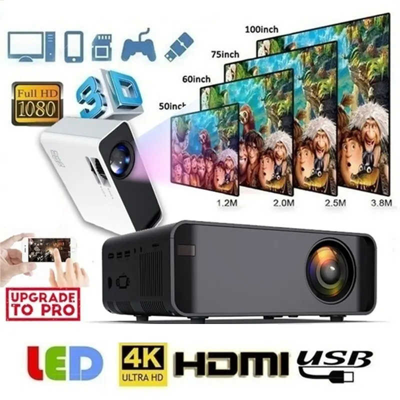 

W80 Multimedia Projector Media Player Home Cinema Wired/Wireless Mirror Screen Support 4K HDMI/AV/TF/VGA Clear LCD Projector