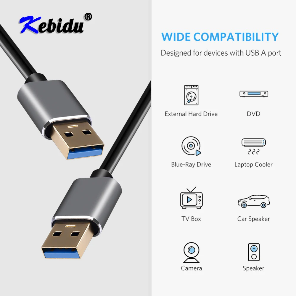 Kebidu USB Кабель USB 3,0 к USB кабель type A Мужской к usb-вилке Удлинительный кабель супер скорость HDD для радиатора жесткий диск Webcom PC