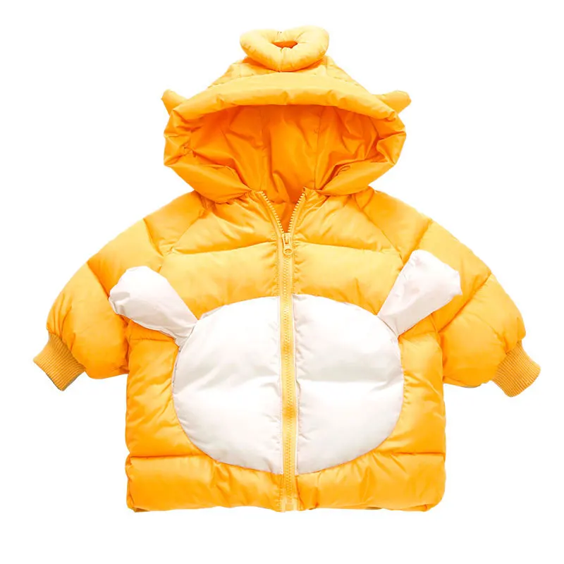 Детский пуховик для маленьких девочек, хлопковая одежда с маленькими крыльями, зимнее пальто - Цвет: Цвет: желтый