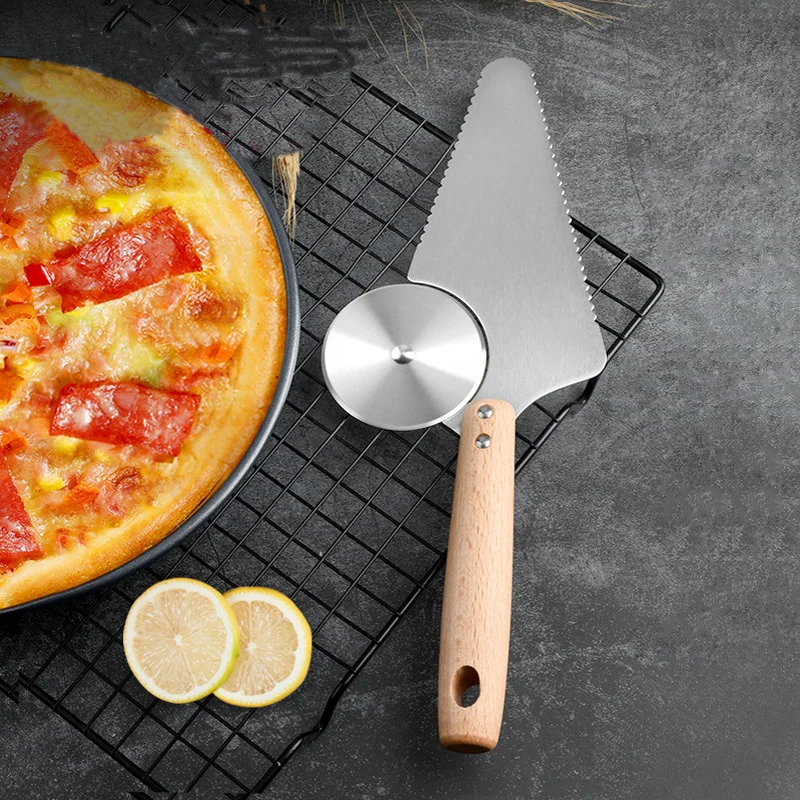 

Jaswehome Pizza Cutter Wheel Pizza Server Stainless Steel Sharp Cake Slicer Anti-Slip Handle Server Spatula for Pie Cookies