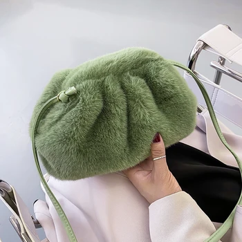 

Faux Fur Small Crossbody Bags for Women 2021 Winter Soft Warm Shoulder Handbags Women's Travel Branded Trending Hand Bag