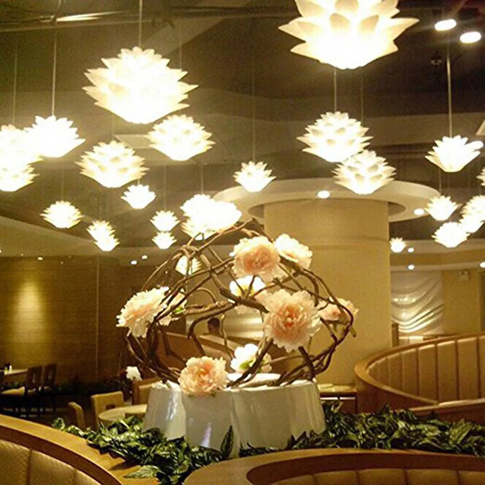 

White warm yellow lampshade home decoration six-layer lotus lampshade pendant lampshade