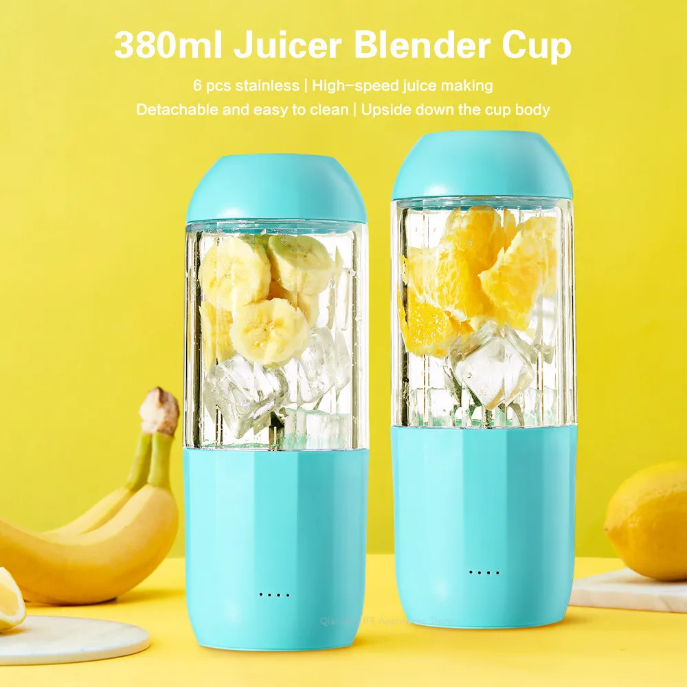 

380ml Portable Juicer Blender USB Juice Cup Multifunction Fruit Mixer Home 6 Blades Juicer extractor Machine Smoothies Baby Food