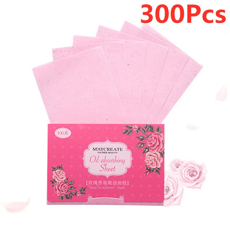 Rose 3 упаковки = 300 шт., бумага для контроля жирного масла, фильтровальная бумага для лица, бумажная Роза, зеленый чай, Матирующая ткань, очищающие инструменты для макияжа лица - Количество: Rose