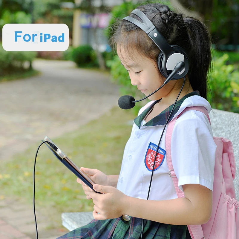 Kids Wired Headphone USB 3 5mm Interface Music Headset with Rotatable Microphone for Smart Phone PC Gaming Earphone