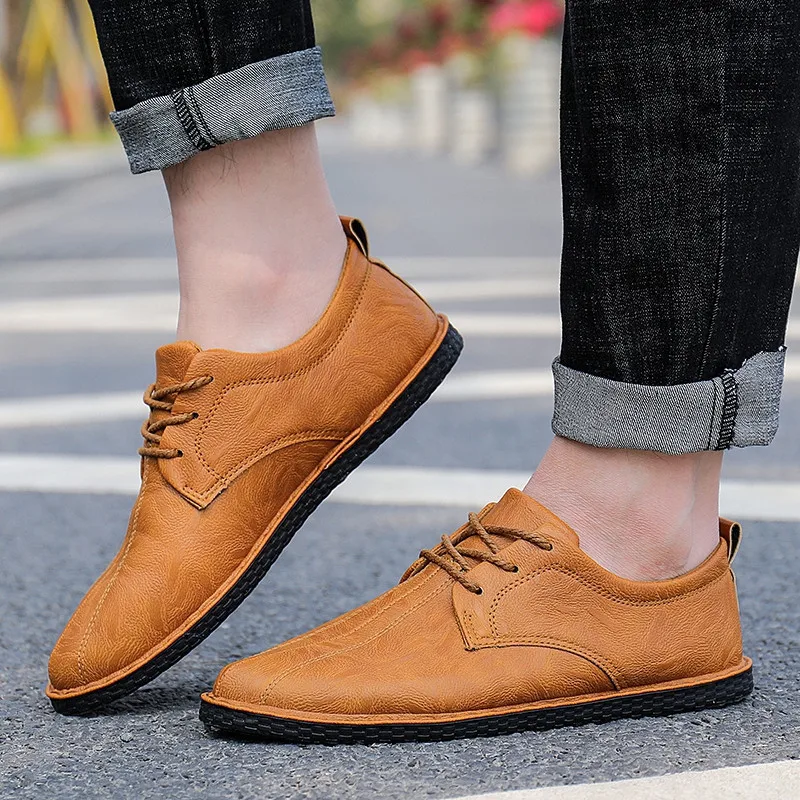 mens blue leather casual shoes