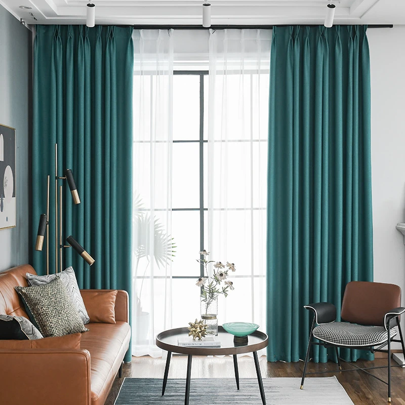 Modern Thick Blackout Window Drapes Thermal Insulation Linen Curtains For Living Room Bedroom Custom net curtains