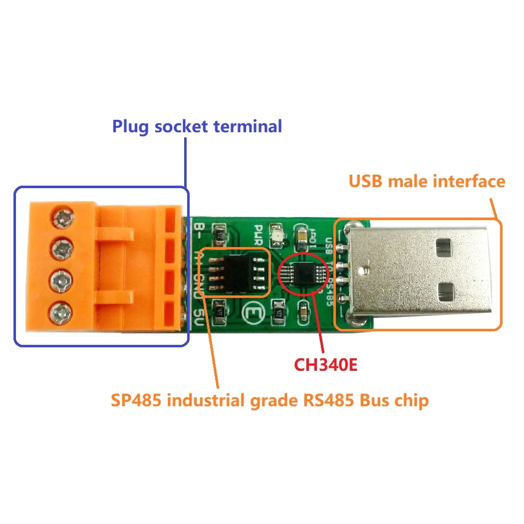 

USB to RS485 Bus Converter Board CH340 SP485 WIN10 MAC LINUX rep MAX485 MAX3485 SP3485 for PLC PTZ Modubs Modbus Relay Module