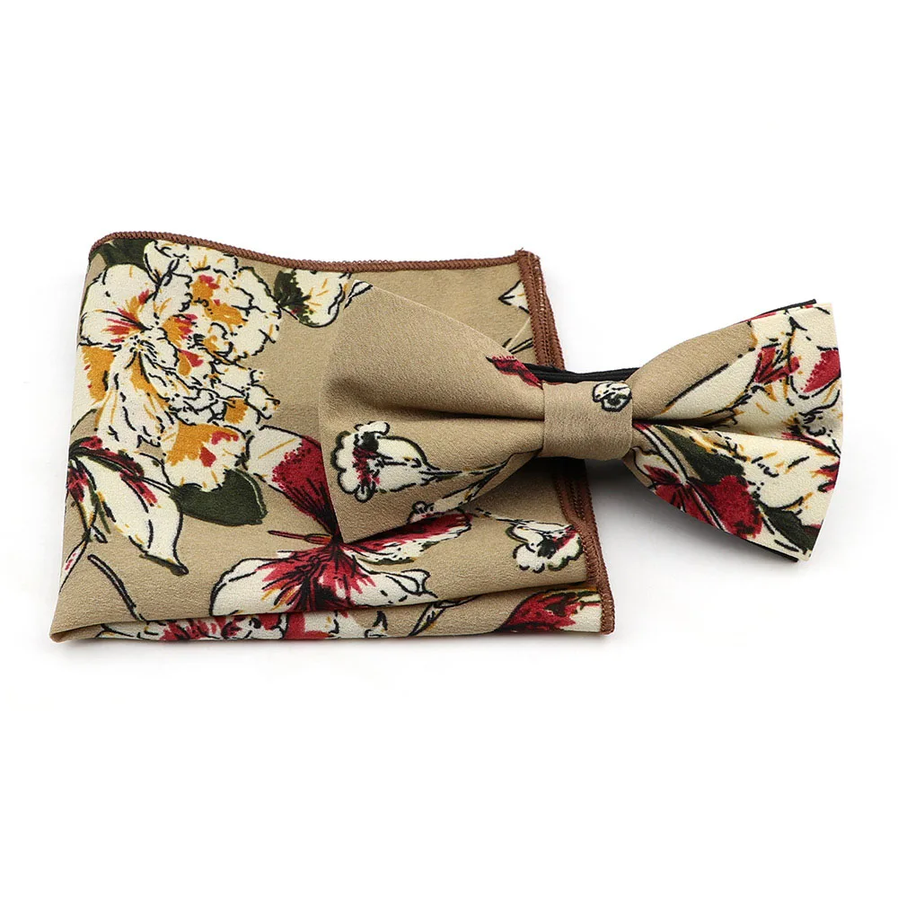 24 Мягкий носовой платок Scarve Bowtie Набор Винтажный Геометрический Цветочный Пейсли Полосатый Банкетный Карманный квадратный Бабочка бант аксессуар подарок - Цвет: 24