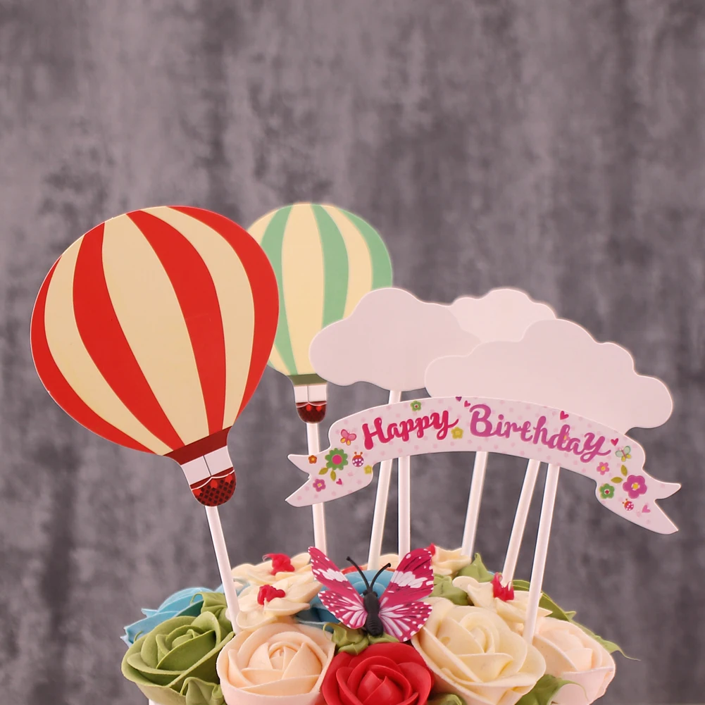 Hot Air Balloon Cupcake Cake Topper Birthday Wedding Party Baby Shower Decor d 