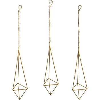 

3 Pack Hanging Air Plant Holder for Tillandsia Air Plants Display with Chains, Wall Hanging Geometric Air Plants Rack
