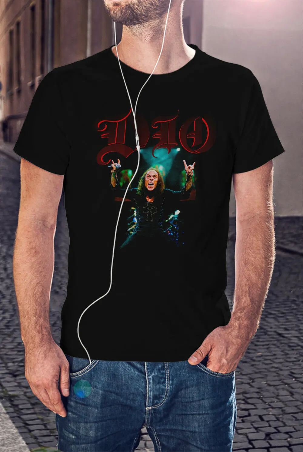 Ронни Джеймс Дио человек черная футболка рок группа Tee black Sabath Hell | Мужская одежда