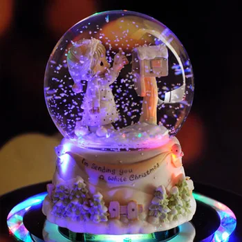 

Creative Crystal Ball Music Box Girl With Mailbox Music Box Rotary Innovative Festive For Birthday Christmas Gifts Home Decor