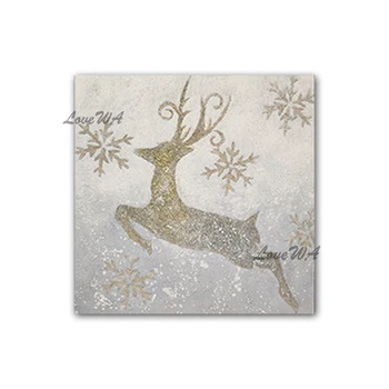 

100% Hand Drawn Running Deer Oil Painting Wall Canvas Picture Art Children Bedroom Decorative Item Animal Cartoon Paintings Art
