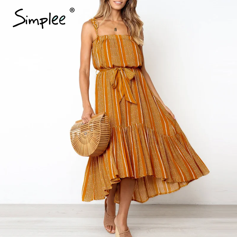 Простое летнее платье без рукавов в стиле бохо повседневное гофрированное