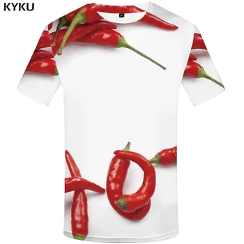 

KYKU White T shirt Men Food Anime Clothes Art T-shirts 3d Harajuku Tshirt Printed Shirt Print Mens Clothing summer New Style