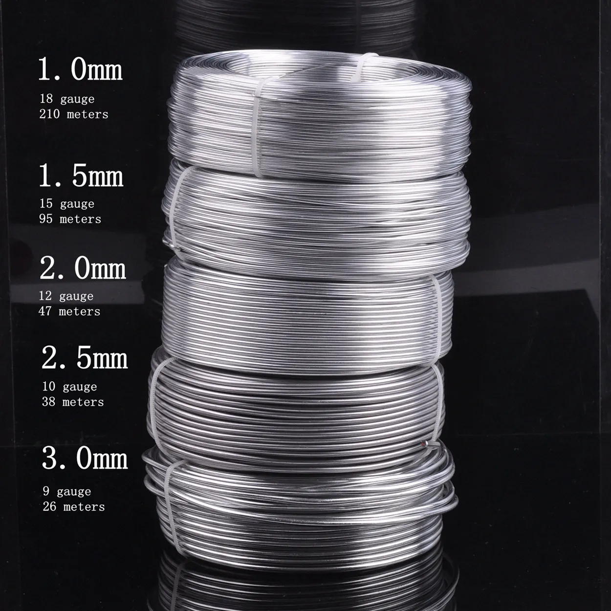 쥬얼리 제작용 알루미늄 소프트 금속 공예 비딩 와이어, DIY 대형 롤, 0.8mm, 1mm, 1.5mm, 2mm, 2.5mm, 3mm 