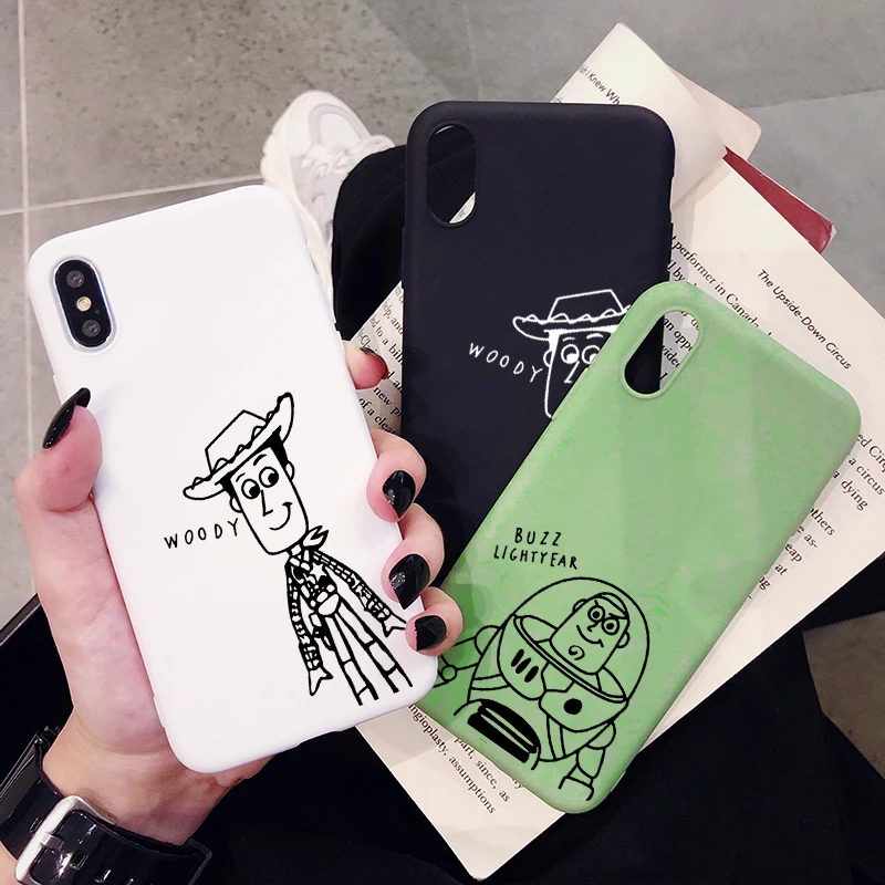 

Toy Story Buzz Woody Case For iPhone XR X Xs Max 8 7 6 Plus 6S 5S SE Soft Silicone Phone Cover Smart Coque Luxury
