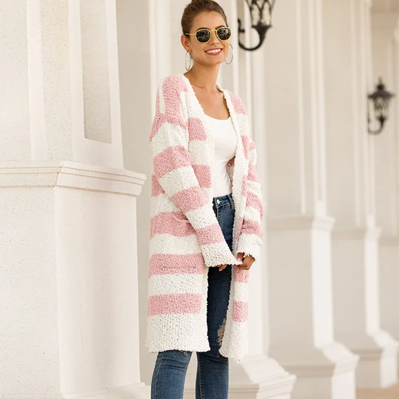 Женский длинный кардиган, свитер, вязаное пальто, кардиган Feminino Ensemble Laine Femme Mujer Invierno, повседневные топы с длинными рукавами
