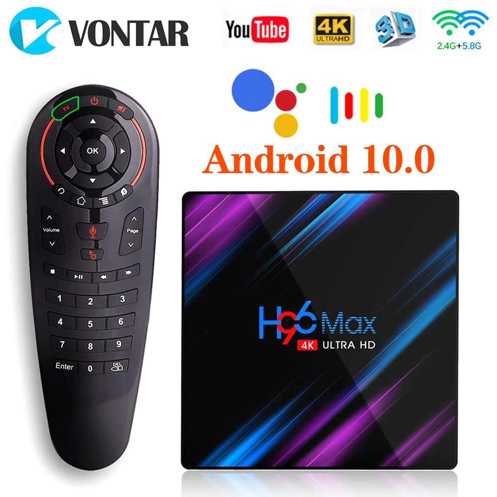 H96 MAX Android 10 Smart TV Box 4 Гб Оперативная память 32GB RK3318 медиа проигрыватель 4K голосового