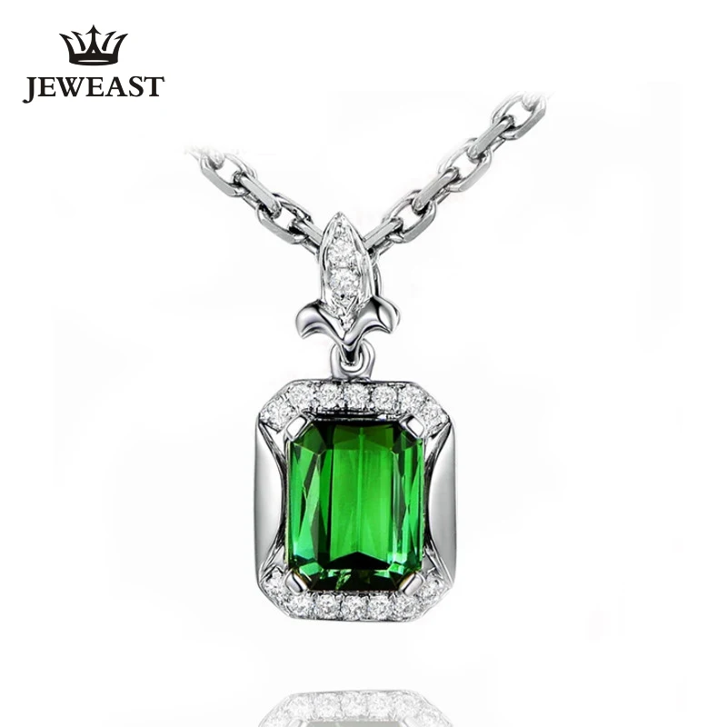 

Natural green tourmaline 18K Pure Gold Pendant Real AU 750 Solid Gold Upscale Classic Party Fine Jewelry Hot Sell New 2019