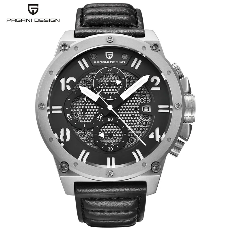 PAGANI Топ люксовый бренд водонепроницаемые военные спортивные часы с хронографом мужские кожаные кварцевые часы Relogio Masculino - Цвет: Многоцветный