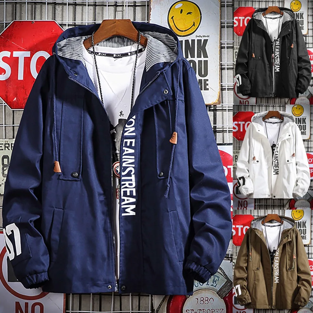 

Men's New Autumn Windbreaker Running Jacket Spring Casual Fashion Printed Zipper Outwear Tops Cycling Sportswear Male