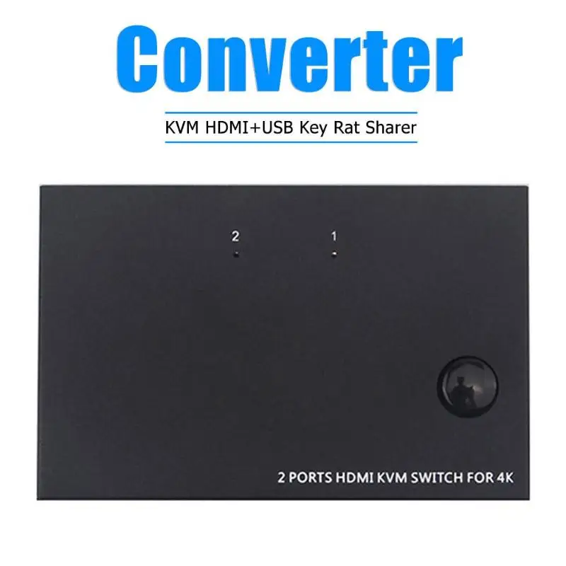 USB HDMI KVM переключатель 2 порта 4K видео дисплей USB переключатель KVM коммутатор разветвитель коробка для 2 ПК обмен принтер клавиатура мышь KVM