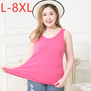 

New 2020 summer ladies plus size tank tops for women large sleeveless loose elastic cotton red vest 3XL 4XL 5XL 6XL 7XL 8XL