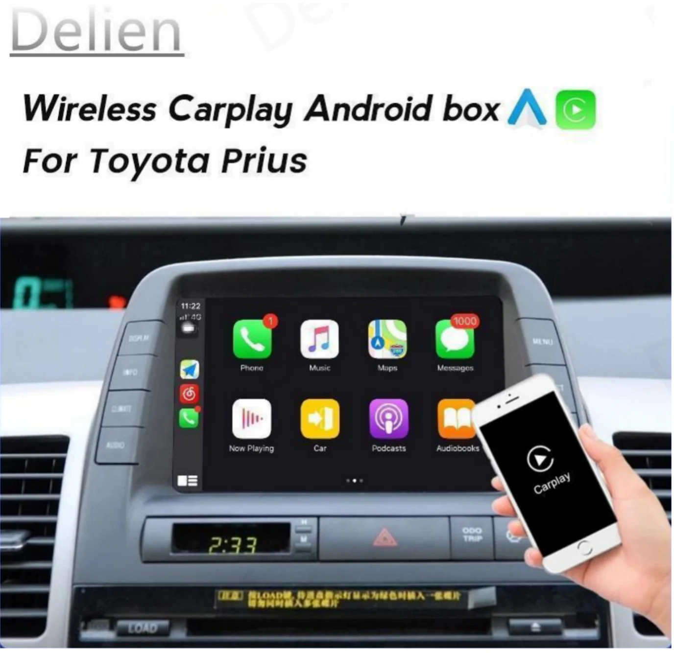 DelienWirelessAppleCarplayForToyotaPrius80PINAndroidAutoCar