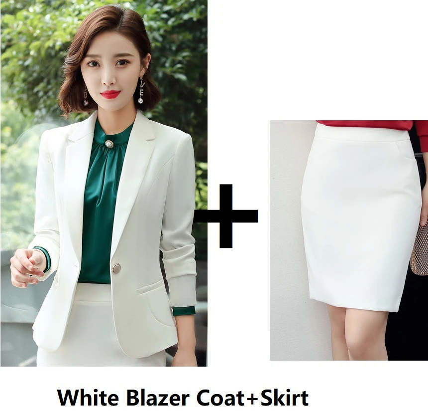 White Skirt Suits Официальные костюмы, дизайнерские брючные костюмы с пиджаком и брюками для женщин, деловая рабочая одежда, профессиональные блейзеры, новинка, фиолетовый - Цвет: White Skirt Suits